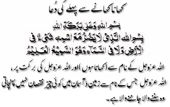 Khana khanay say pahlay ki dua